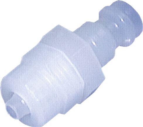 Exemplary representation: Coupling plug with hose connection & bulkhead thread, PVDF